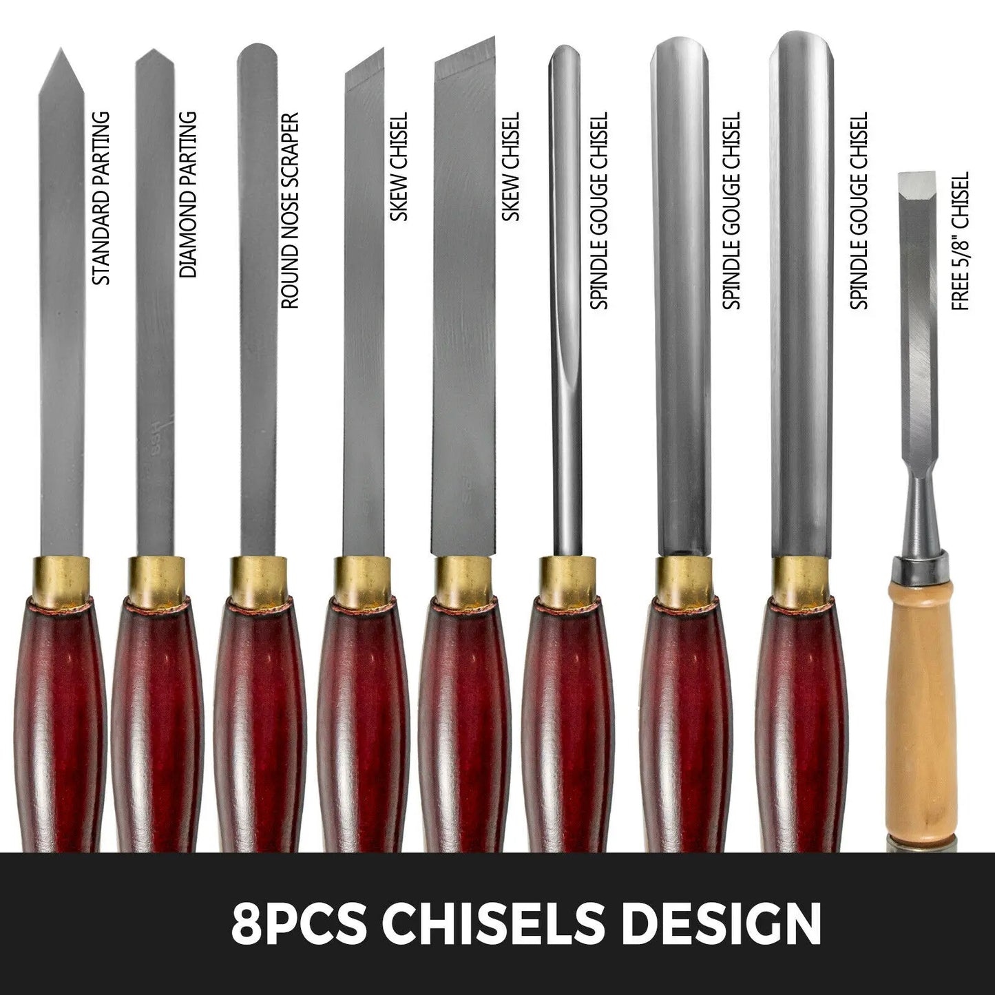 8PCS + 1 Free HSS Lathe Chisel Set for Wood