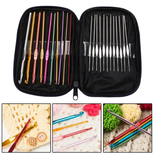 22pcs Multi Coloured Aluminium Crochet Hooks