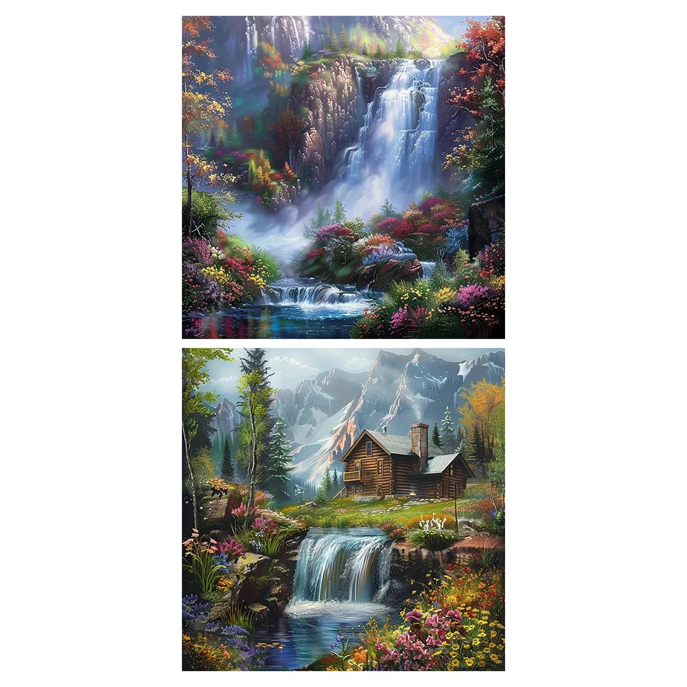 Waterfall Full Round Drill Diamond Painting Home Decor