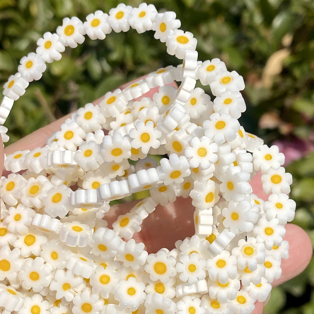 4/6/8mm Natural Glaze Daisy Flower Loose Beads