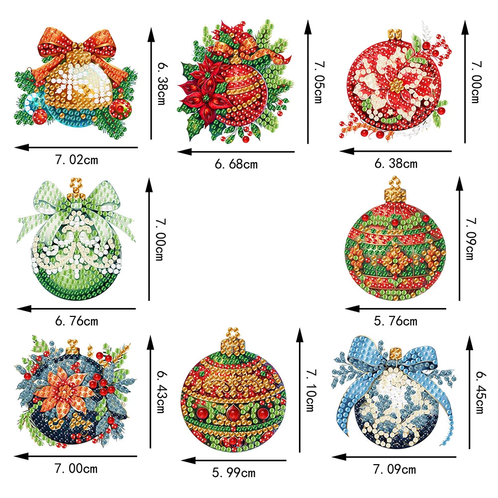 8Pcs Christmas 5D Diamond Painting Tree Decorations