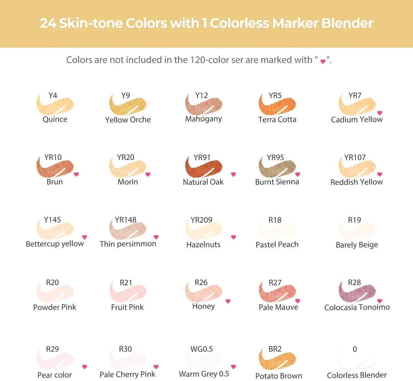 24 Skin Colors Alcohol Art Markers