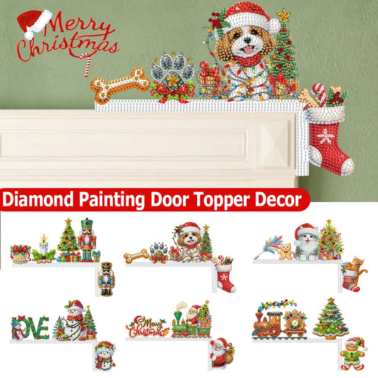 Wooden Xmas Mosaic Rhinestone Drawing Door Corner Frame Decor