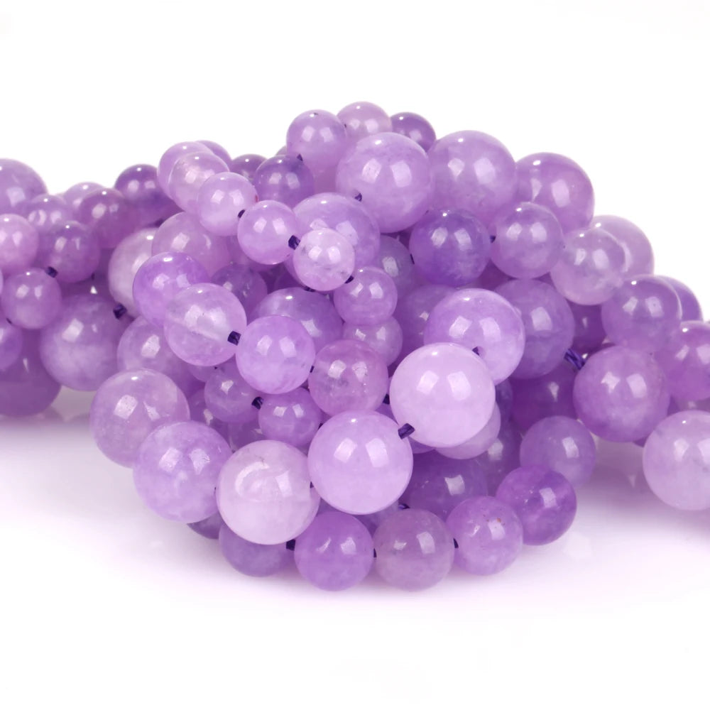 6/8/10mm Natural Purple Angelite Jades Stone Loose Spacer Beads