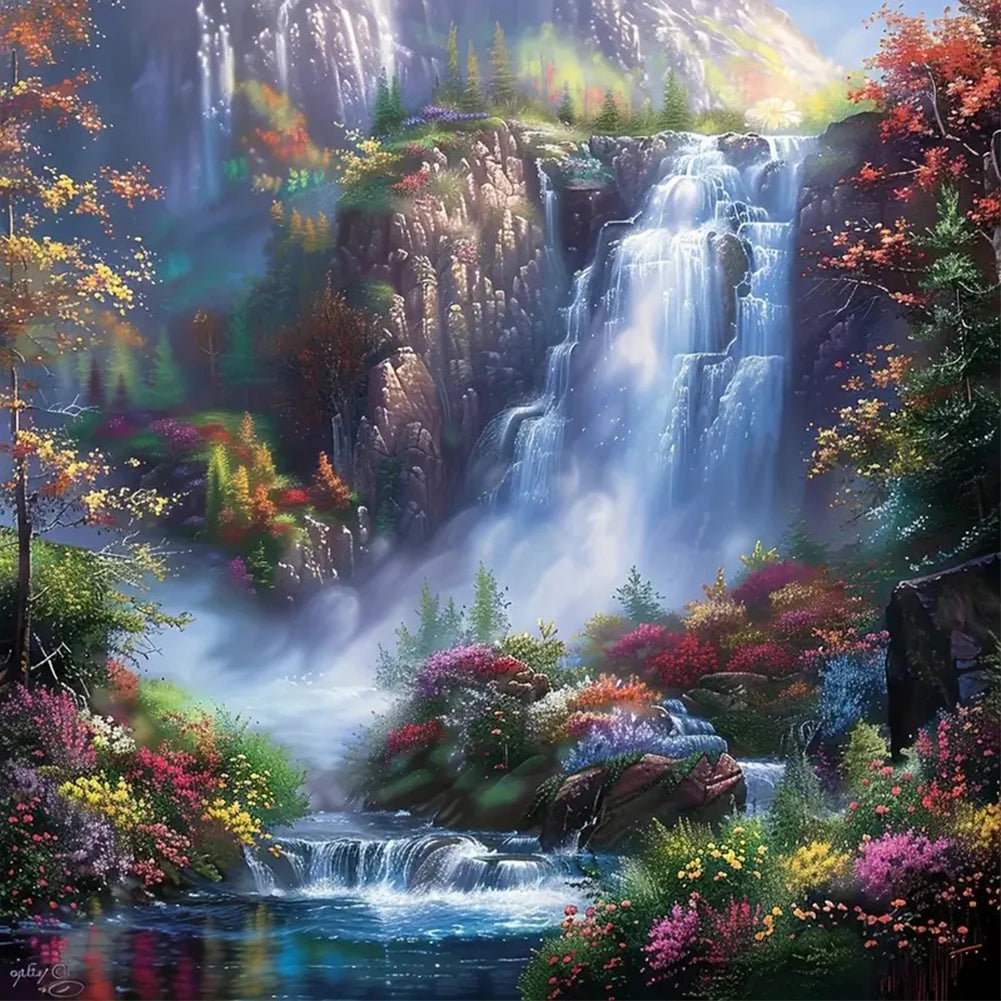 Waterfall Full Round Drill Diamond Painting Home Decor