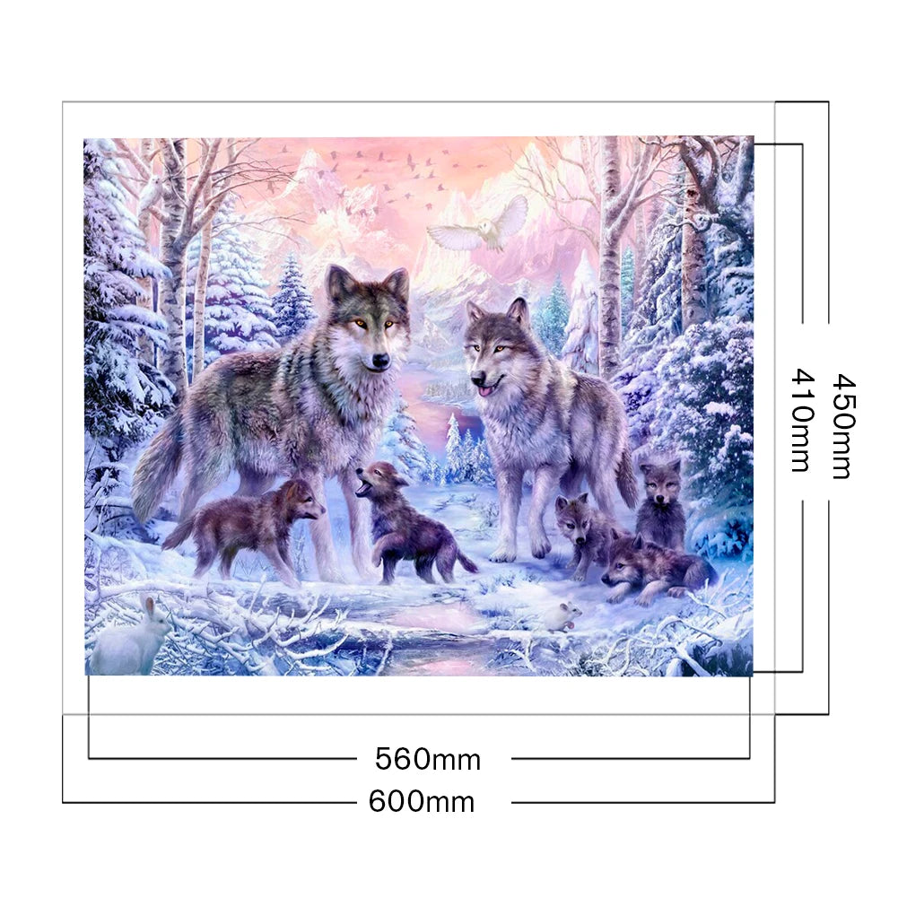 Winter Wolf Family Cross Stitch