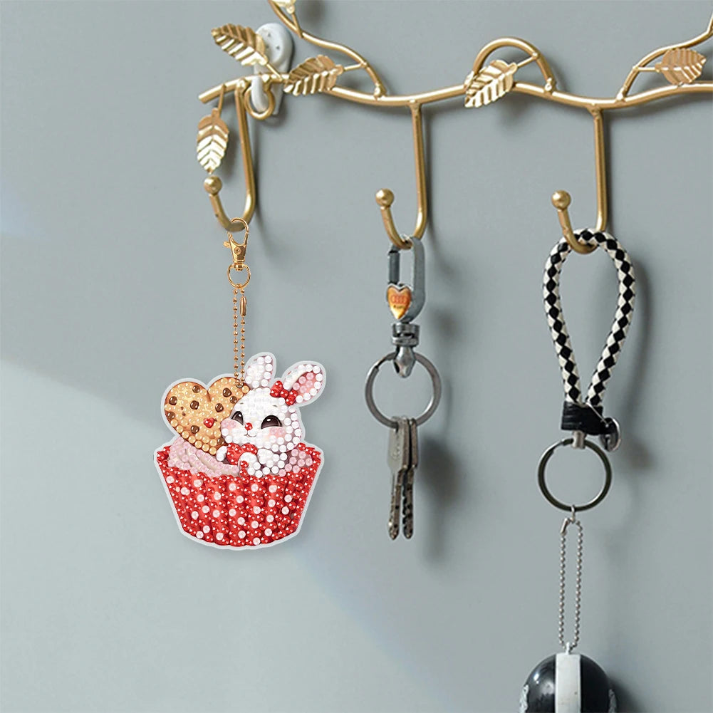 Double Sided Diamond Art Keyring 6 Pcs