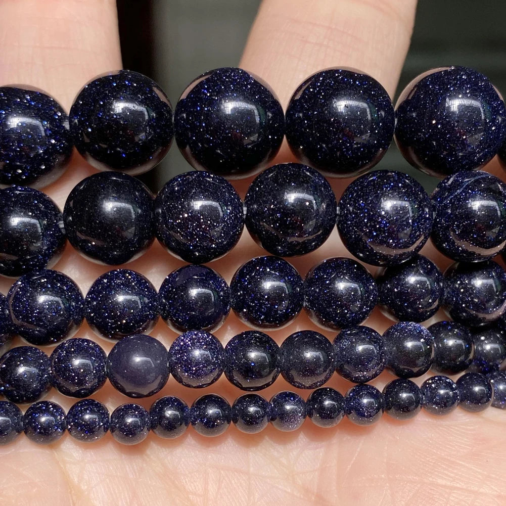 4/6/8/10/12mm Natural Blue Sand Stone Beads