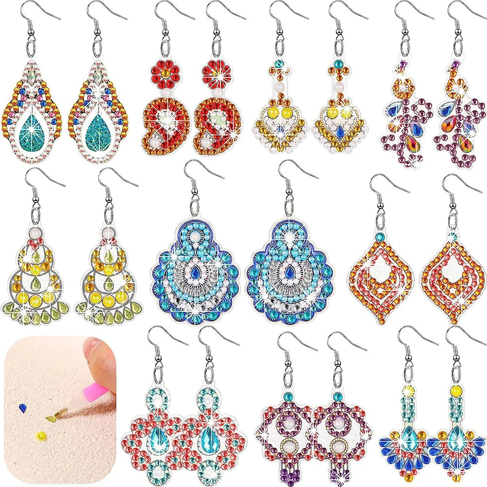 10 Pairs Diamond Painting DIY Earring Making Kit