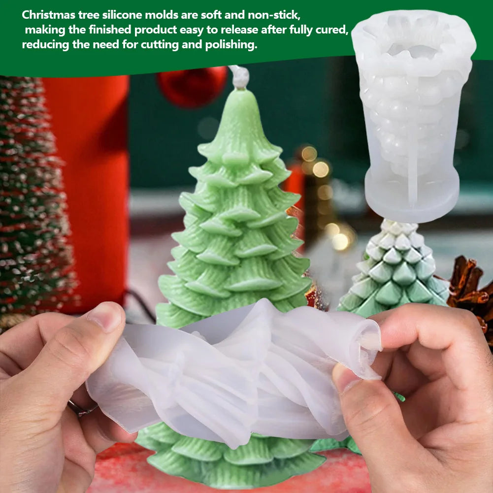 2 Pieces 3D Christmas Tree Silicone Mold