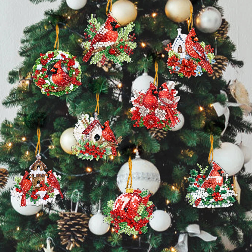 8Pcs Christmas 5D Diamond Painting Tree Decorations