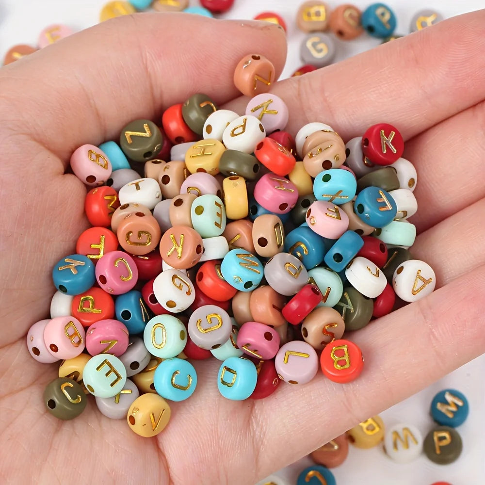 1000pcs 4x7mm Round Letter Beads