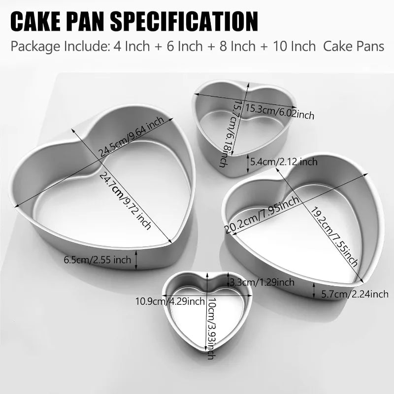 Aluminum Heart Shaped 4pcs Nonstick Baking Pan