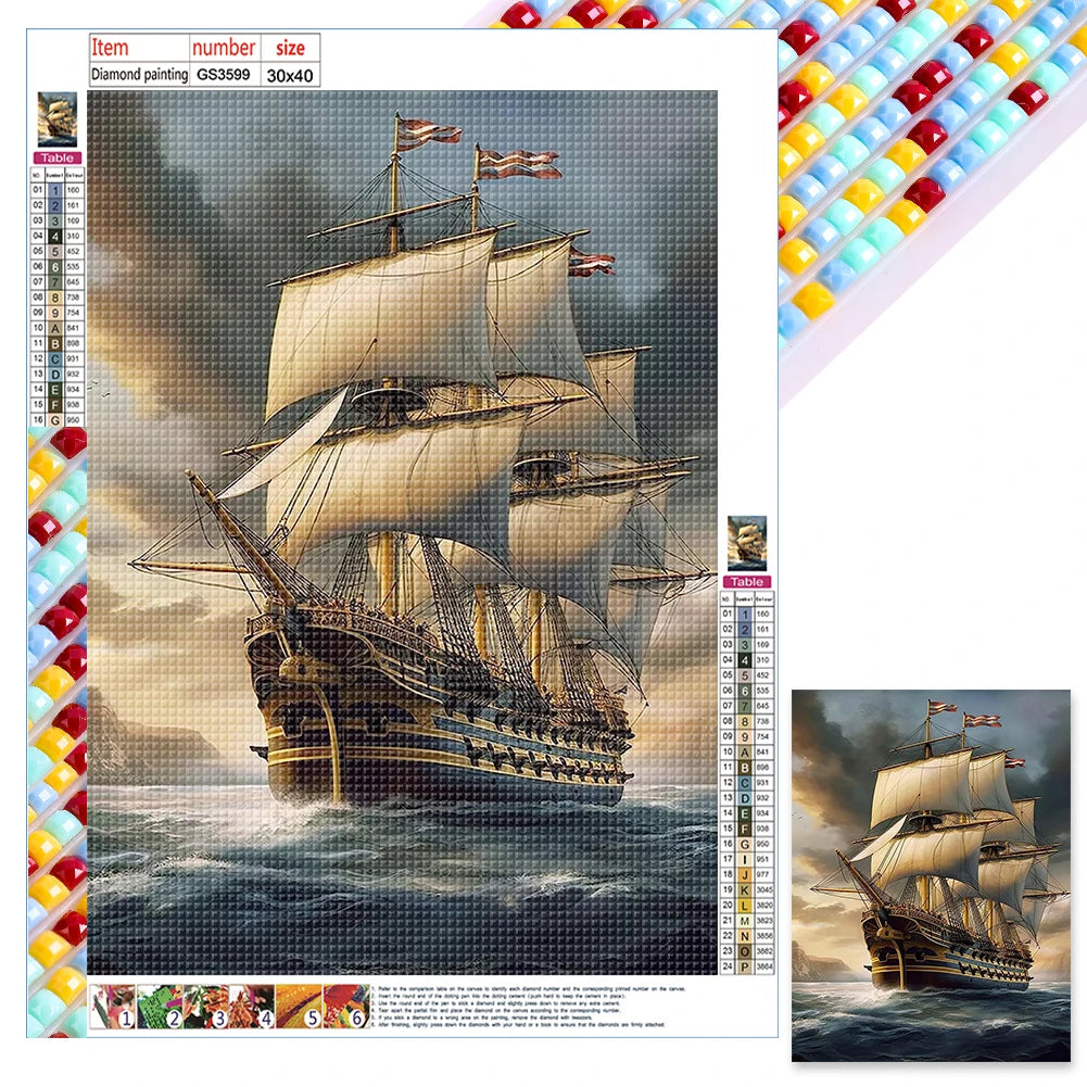 Sea Sailing Full Square Drill Diamond Painting Home Decor