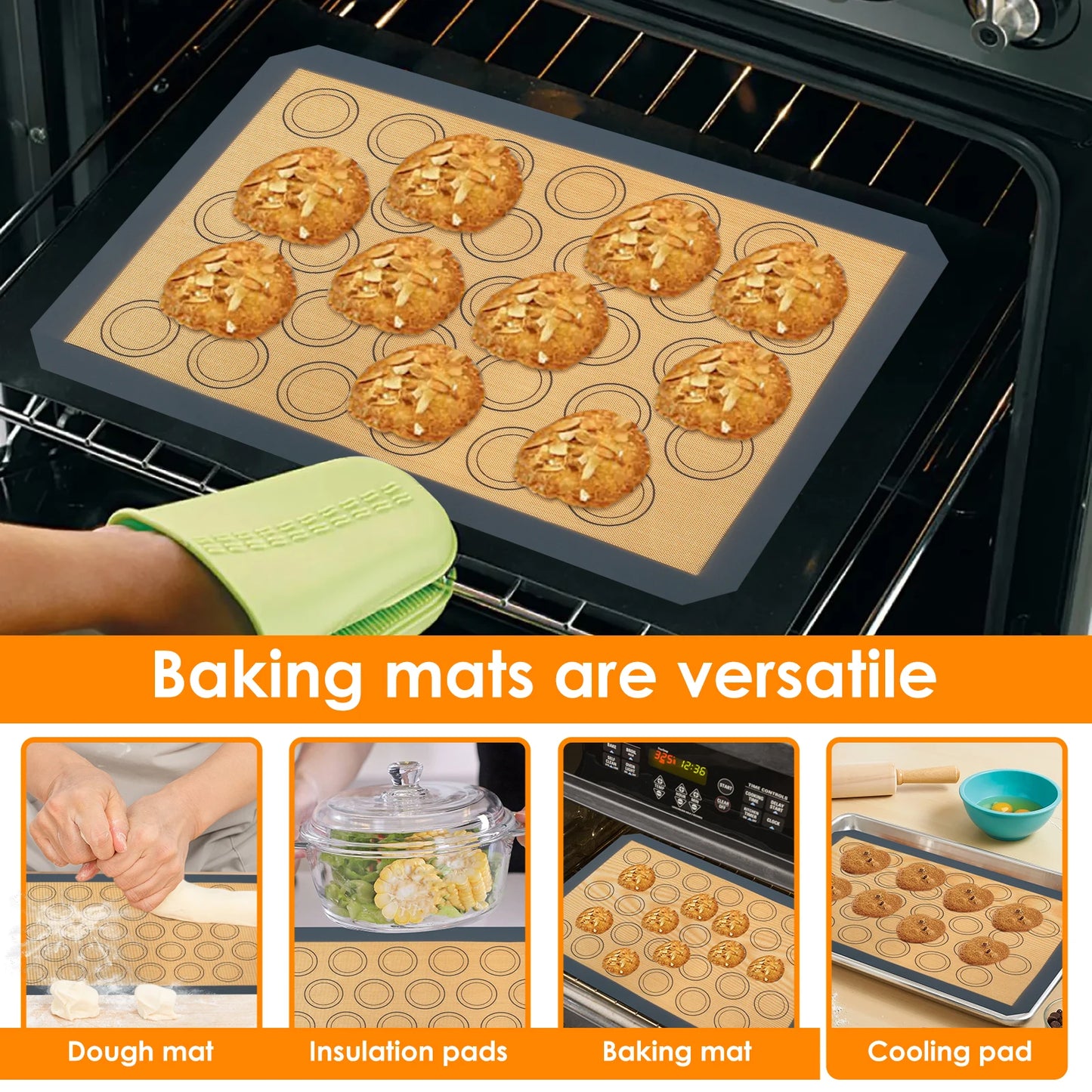 8Pcs Non-Stick Silicone Baking Mat