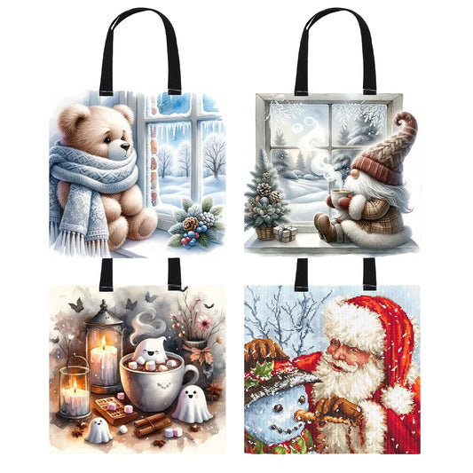 Cross Stitch Canvas Tote Bag - Winter