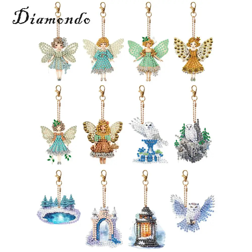 6 Pcs Diamond Art Keyring