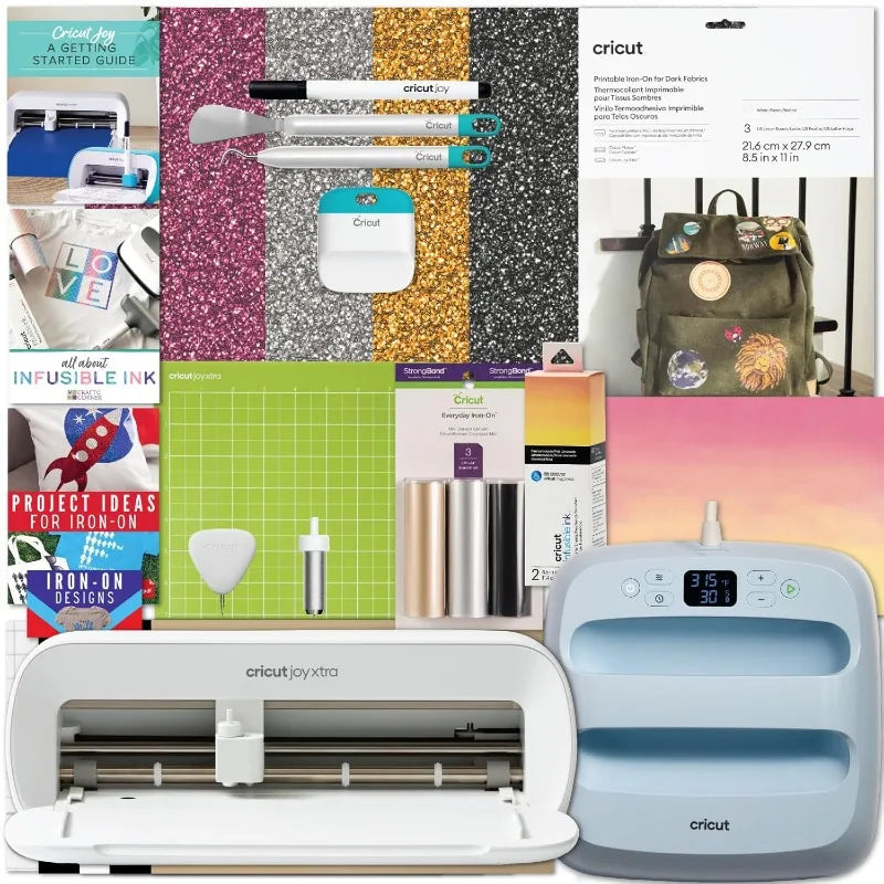 Cricut Joy Xtra Cutting Machine with EasyPress 3 9x9 and Heat Press Materials Bundle - Smart Bluetooth Craft Machine