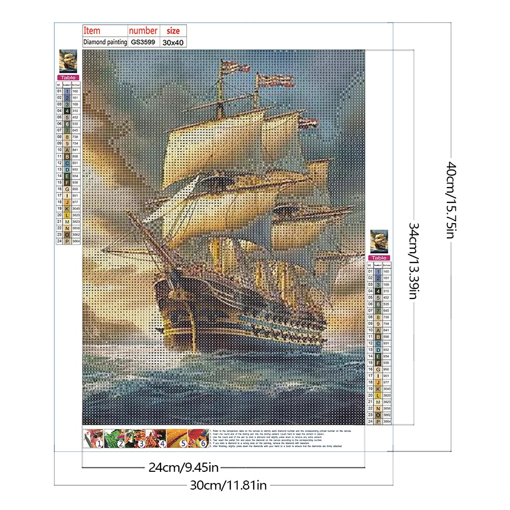 Sea Sailing Full Square Drill Diamond Painting Home Decor