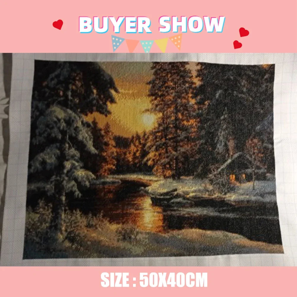 Snow Tree Scenery Cross Stitch Kit 14CT