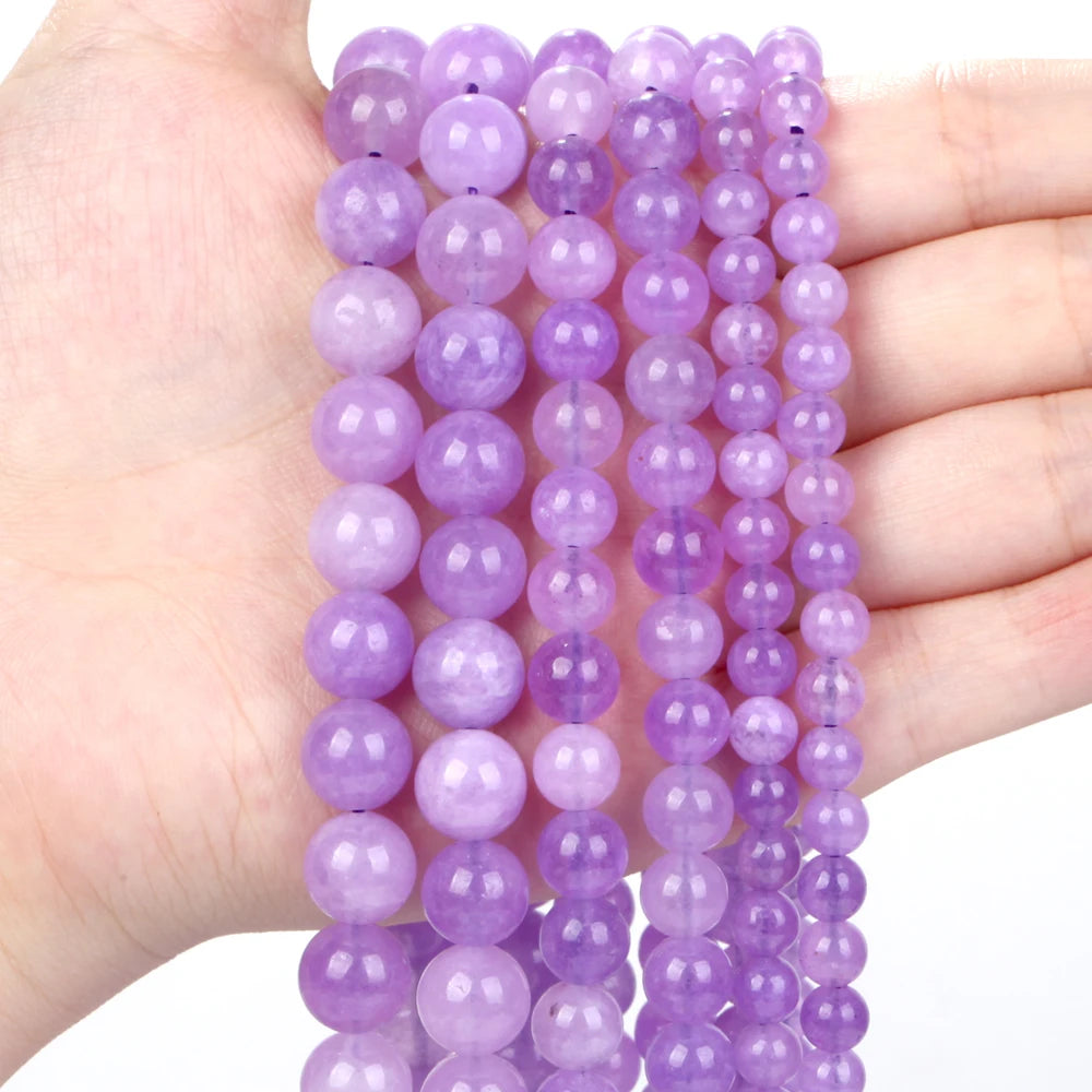 6/8/10mm Natural Purple Angelite Jades Stone Loose Spacer Beads