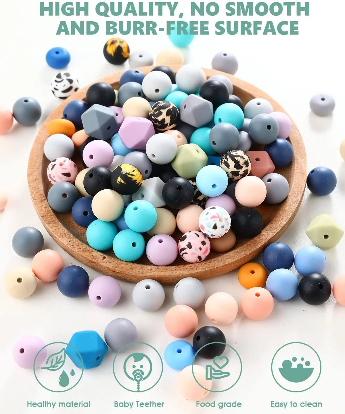 225Pcs Rubber Beads