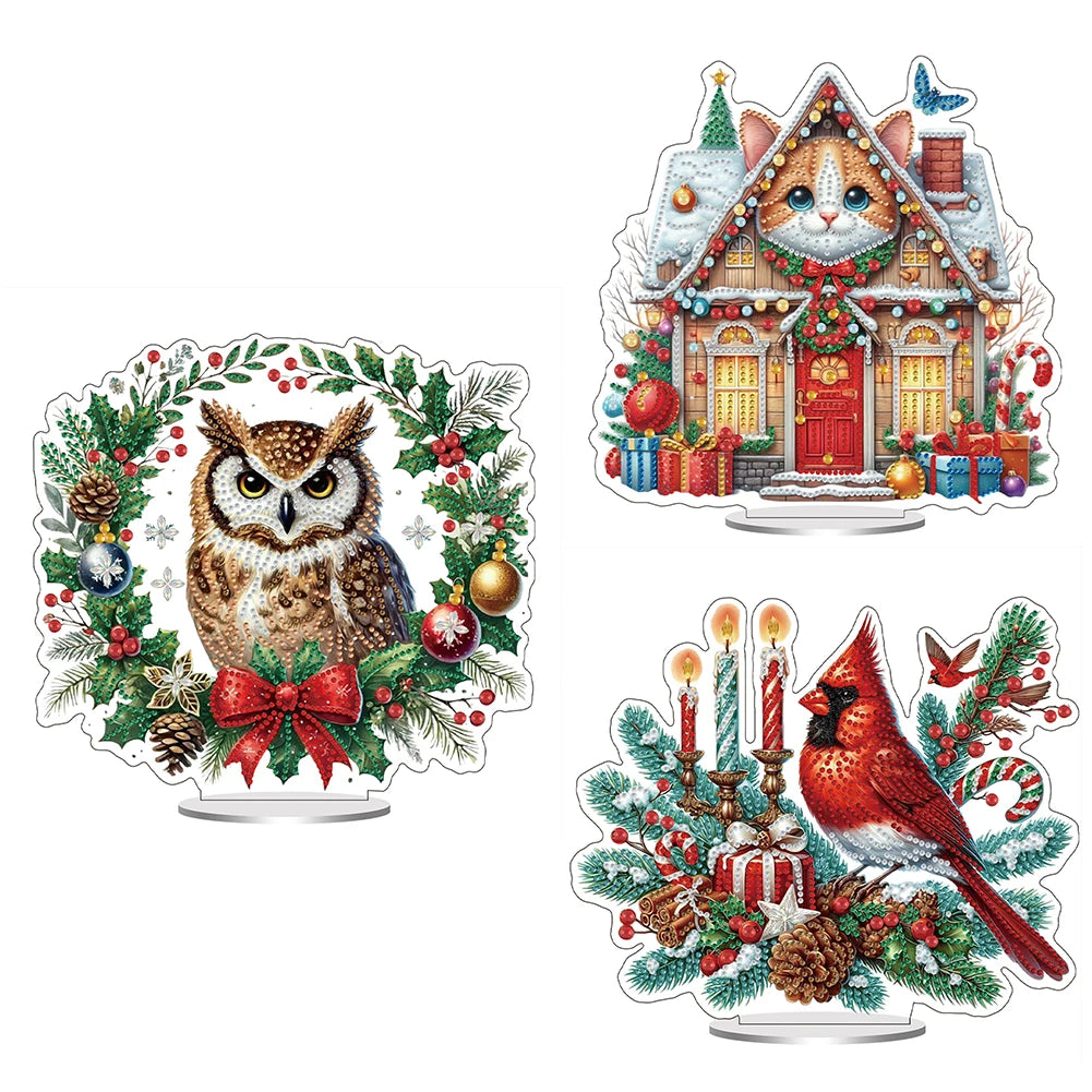 Acrylic Christmas Diamond Painting Tabletop Ornaments Kit