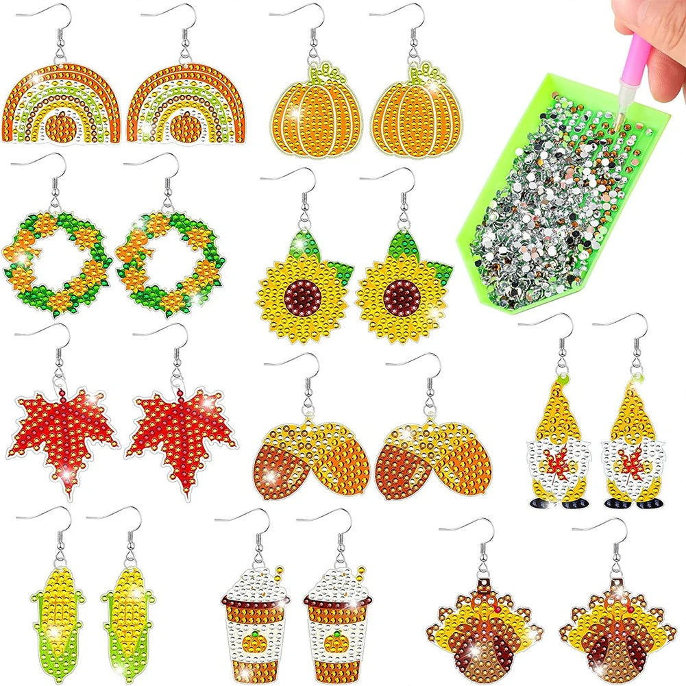 10 Pairs Diamond Painting DIY Earring Making Kit