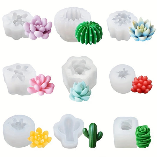 9pcs, 3D Silicone Succulent Plant Chocolate and Candy Molds - Perfect for Baking and Fondant - Kitchen Gadgets and Accessories