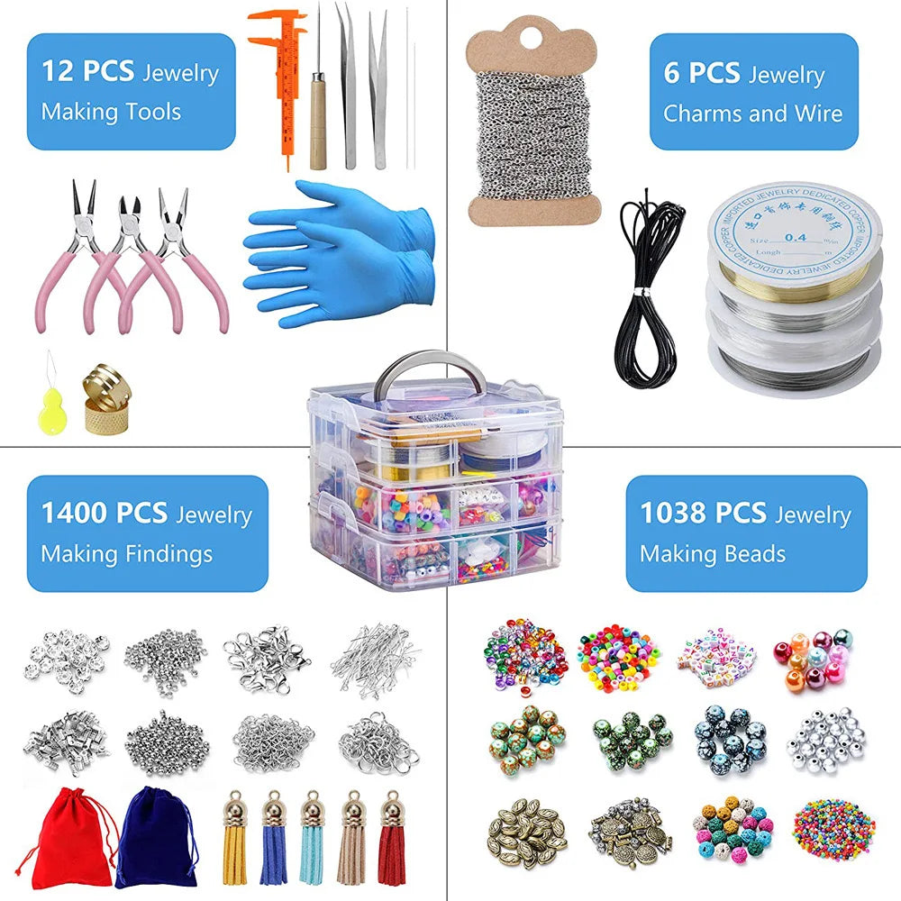 2456-Piece Deluxe Bead Jewelry Making Kit