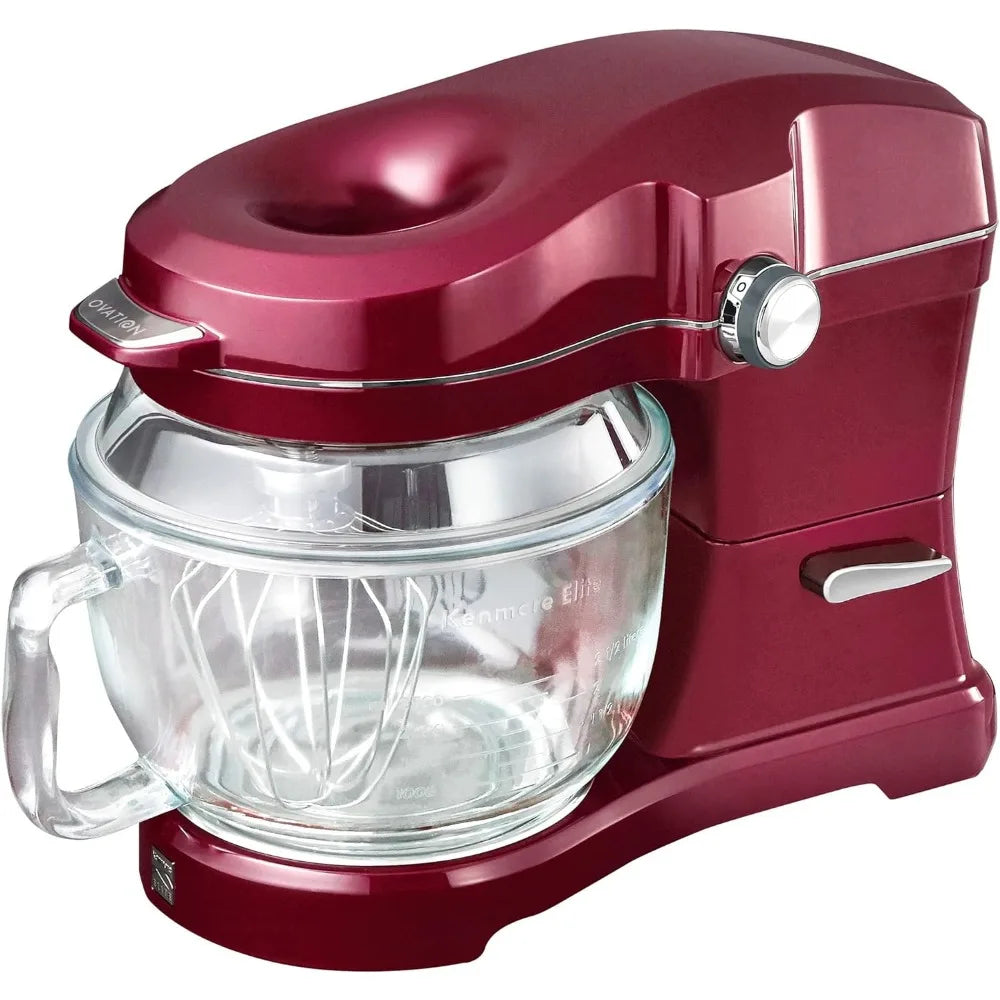 5 Qt Stand Mixer, 10-Speed Motor, 360-Degree Splash Guard, Glass Bowl with Lid, Red