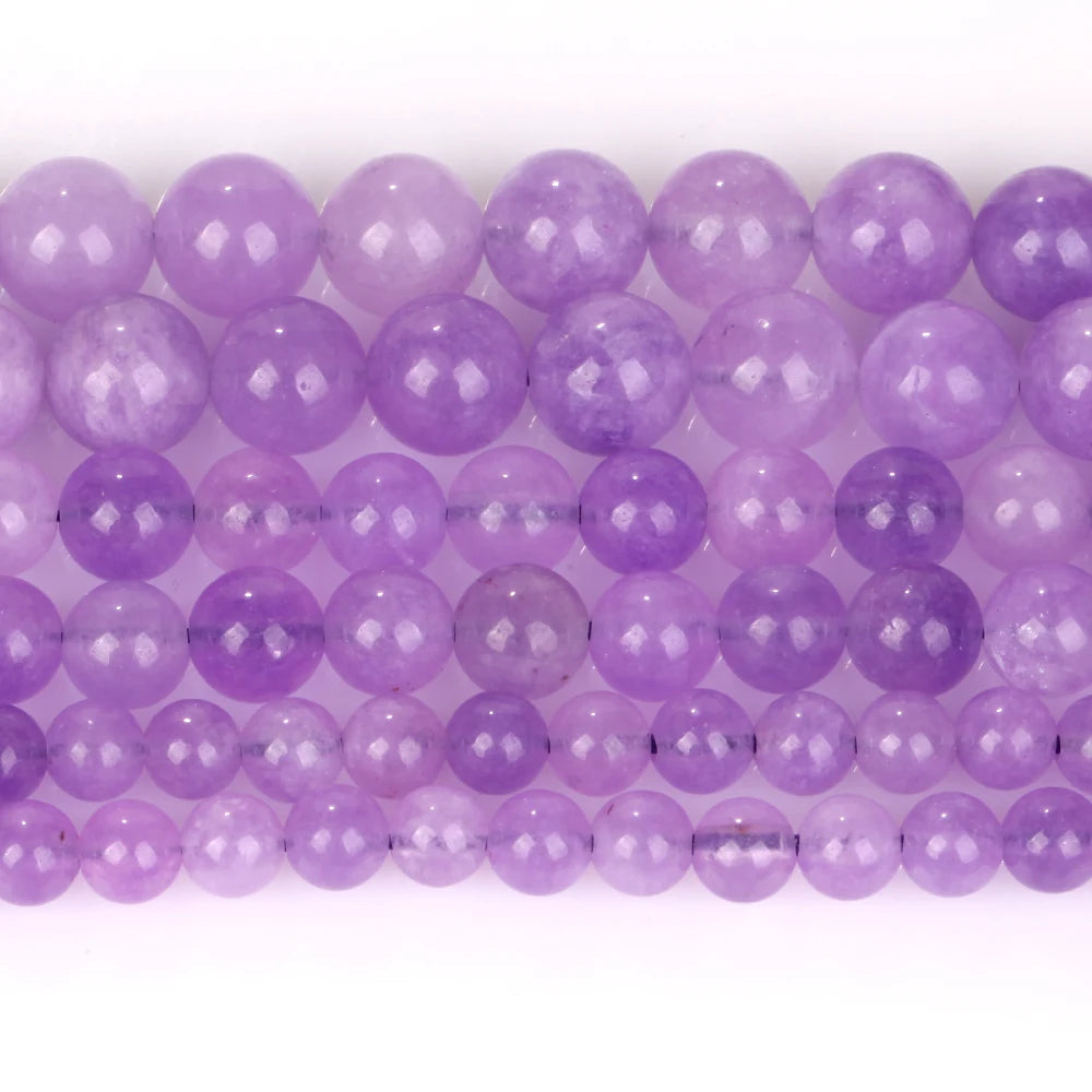 6/8/10mm Natural Purple Angelite Jades Stone Loose Spacer Beads