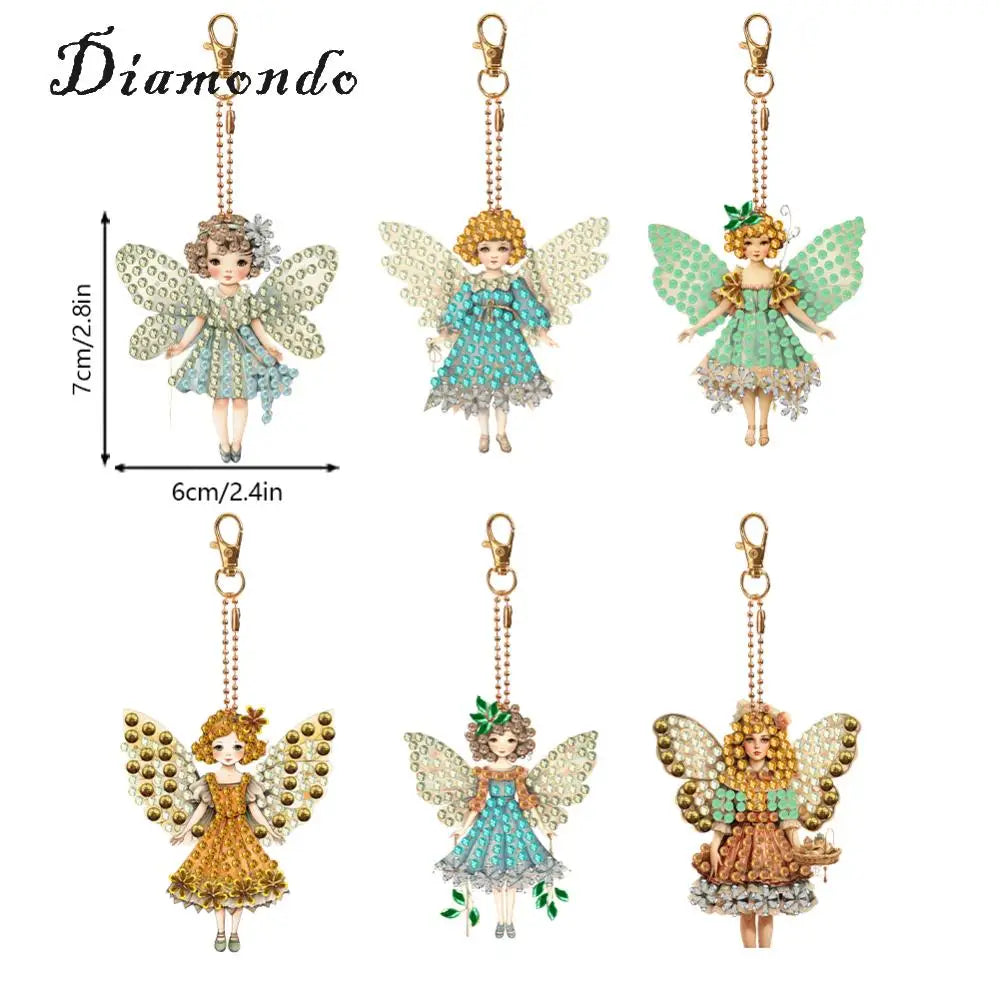 6 Pcs Diamond Art Keyring