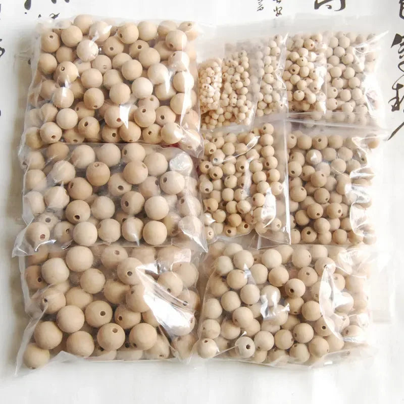 300pcs Natural Wooden Spacer Beads Round