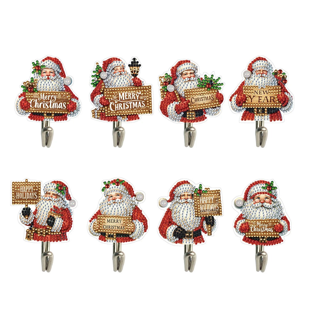 8Pcs Christmas Theme Diamond Art Hanging Hooks