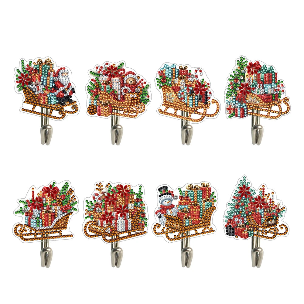 8Pcs Christmas Theme Diamond Art Hanging Hooks