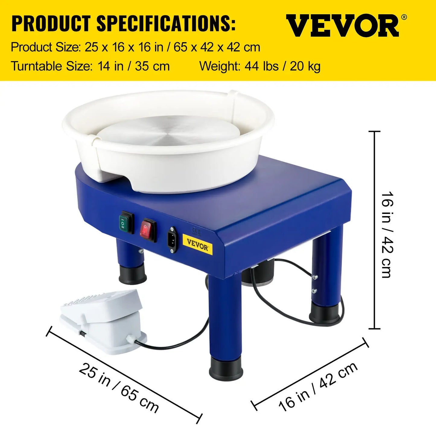 Electric Pottery Wheel Machine 28CM 35CM Foot Pedal W/ Shaping Tools