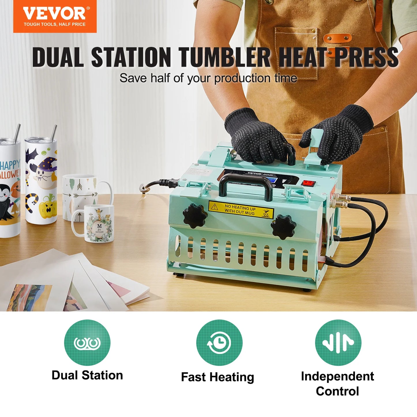 2 Station Tumbler Heat Press Machine 11-30oz Mug Press