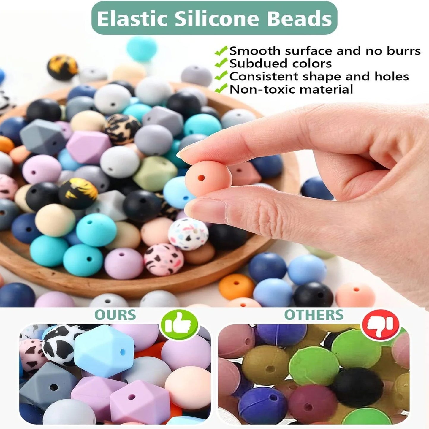 225Pcs Rubber Beads