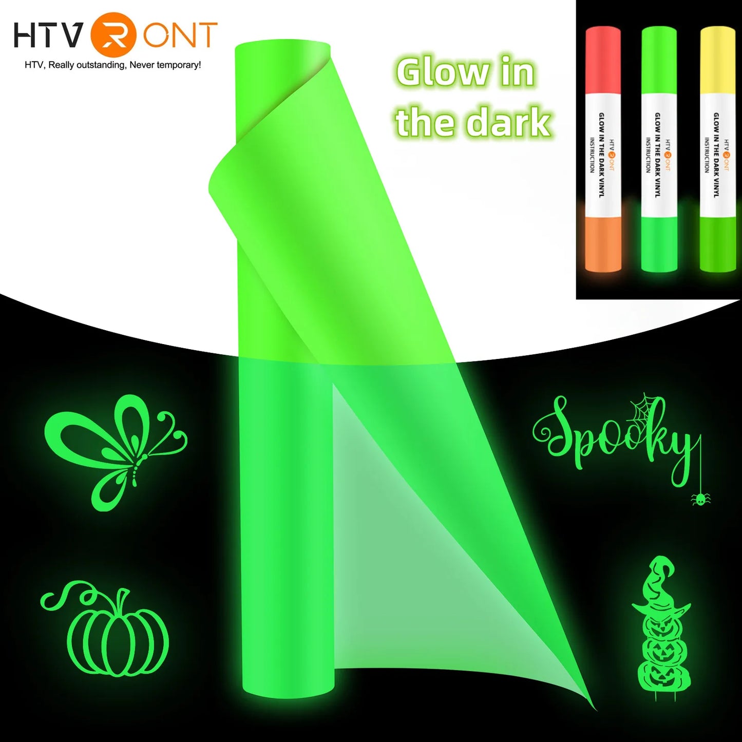 12"x5ft Glow in Dark Permanent Vinyl Luminous Self Adhesive