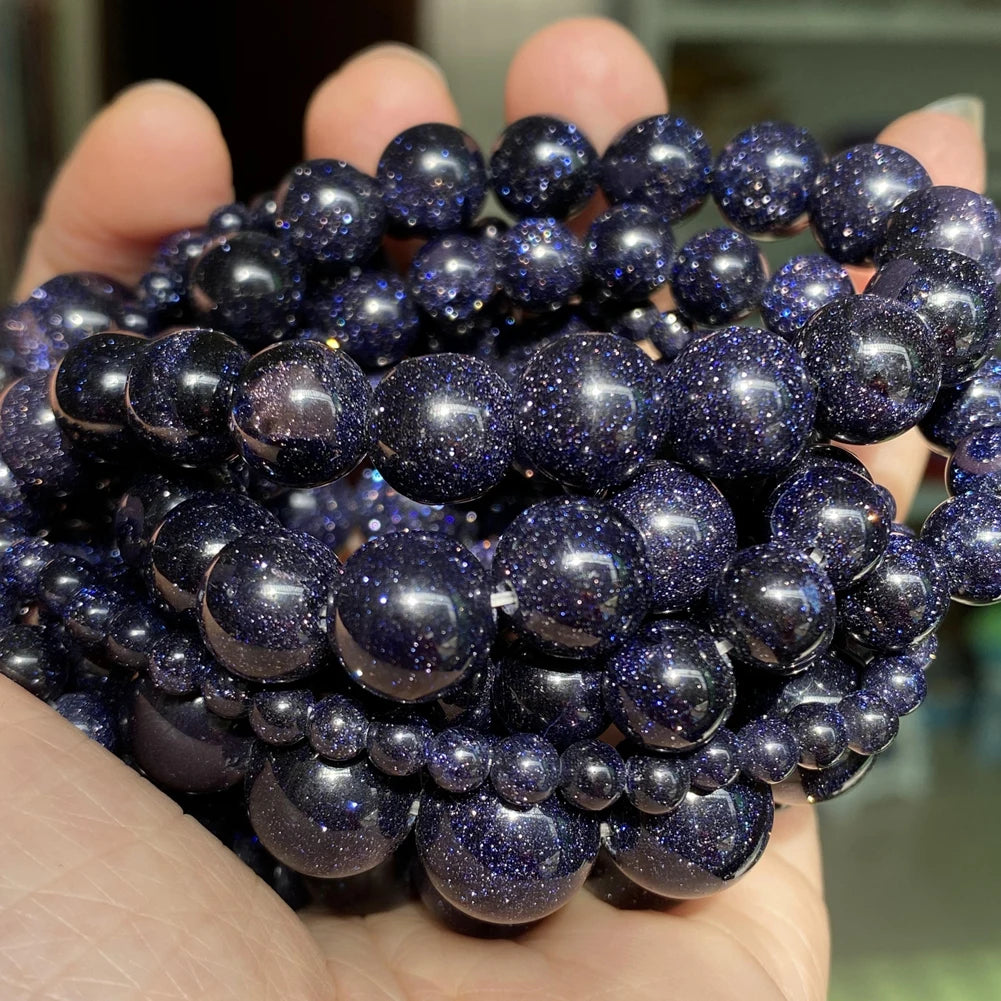 4/6/8/10/12mm Natural Blue Sand Stone Beads