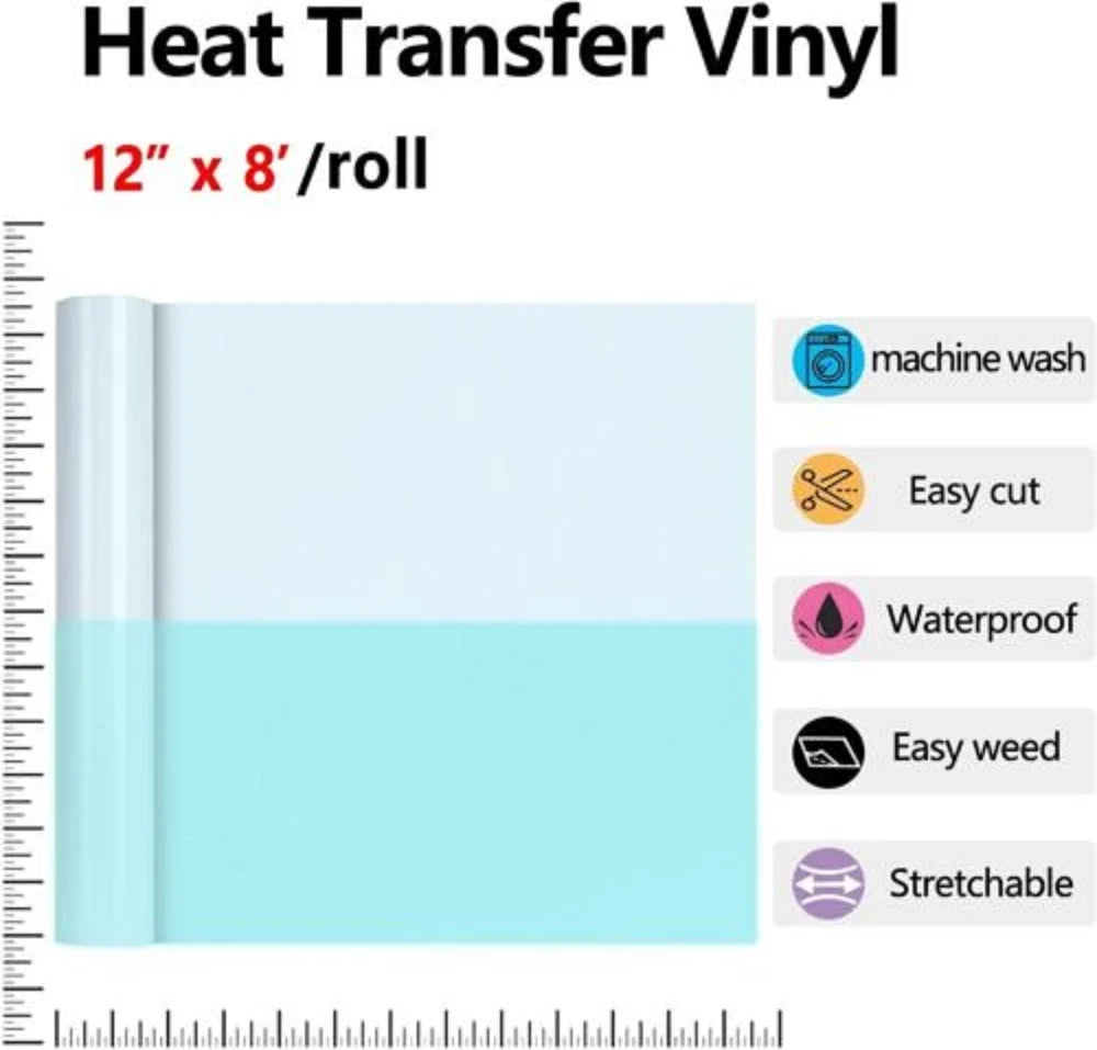 12inX8ft  Heat Transfer Vinyl Roll Glow in The Dark for Clothing