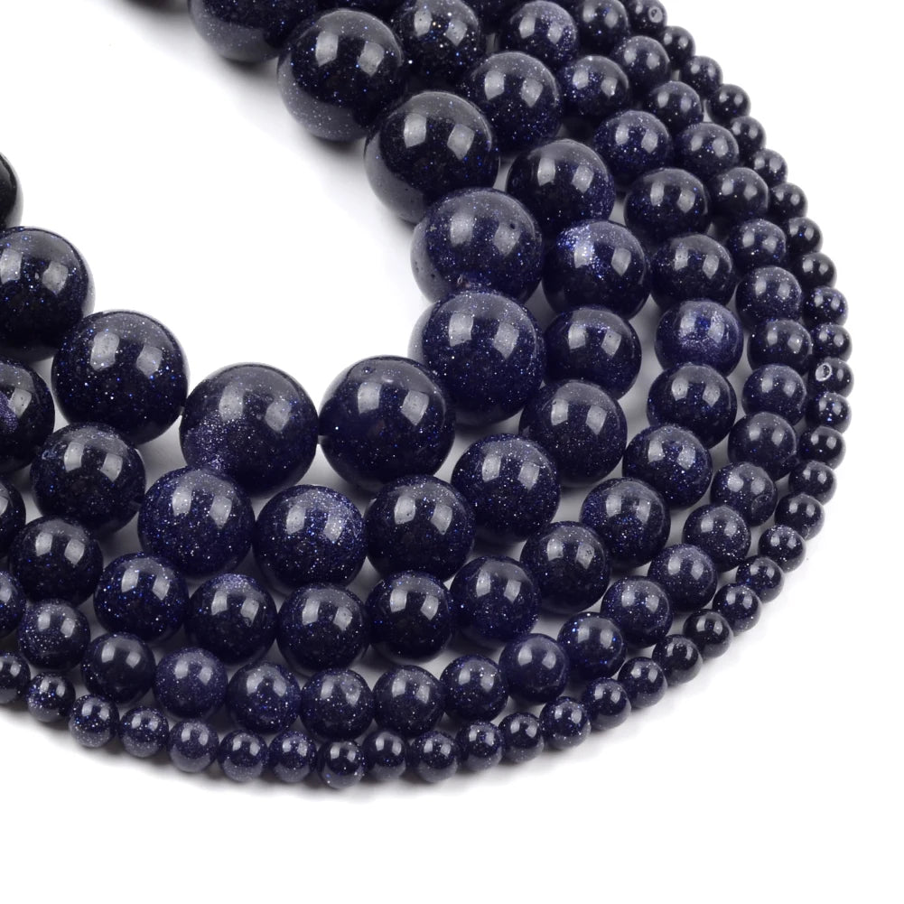 4/6/8/10/12mm Natural Blue Sand Stone Beads