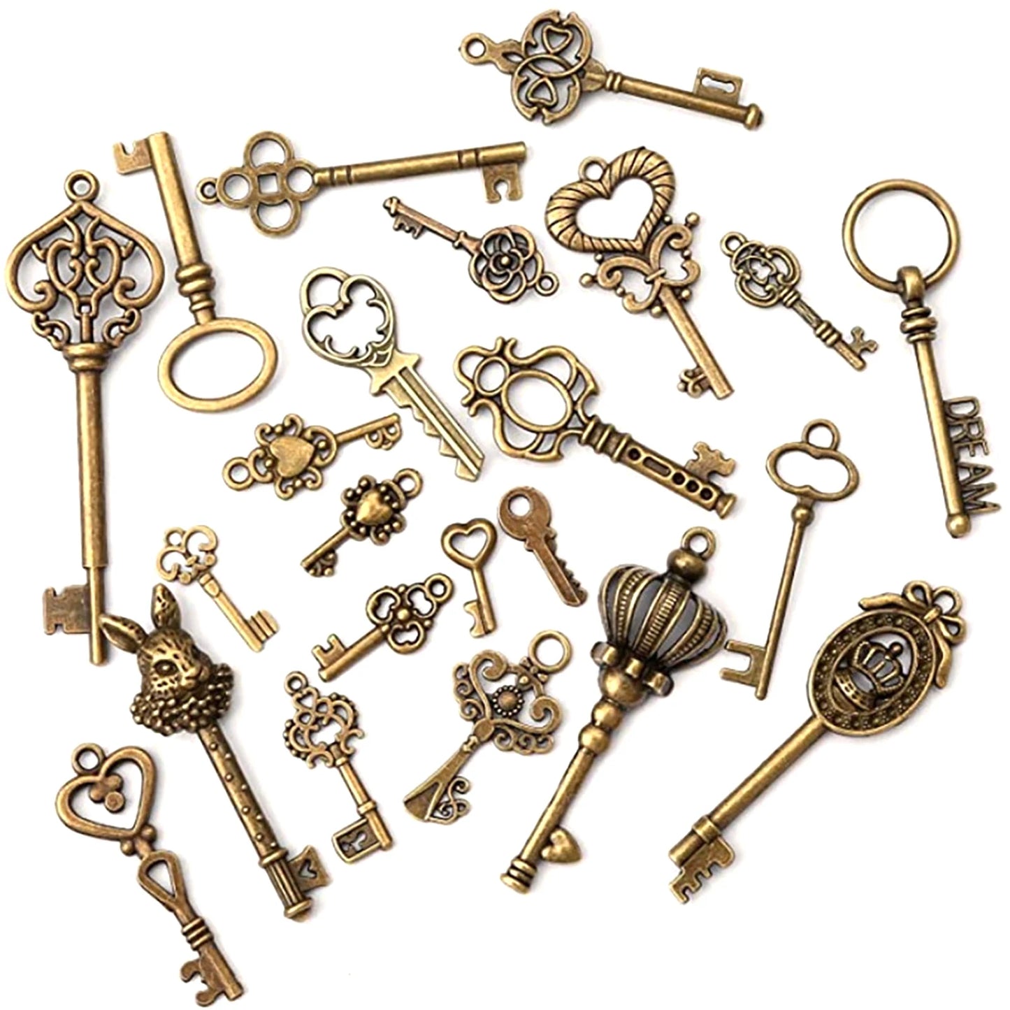 46Pcs/Set Antique Bronze Vintage Skeleton Keys