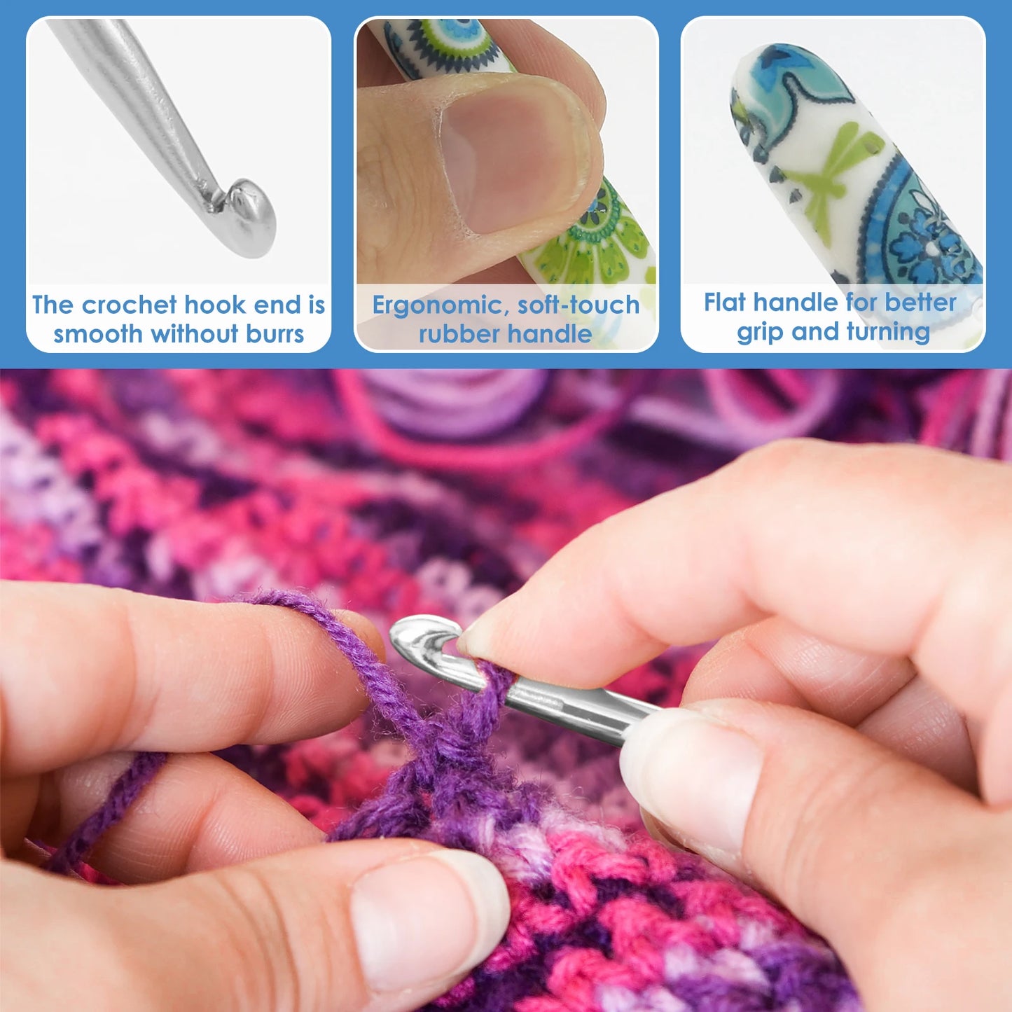 Ergonomic Crochet Hook Set with Storage Bag