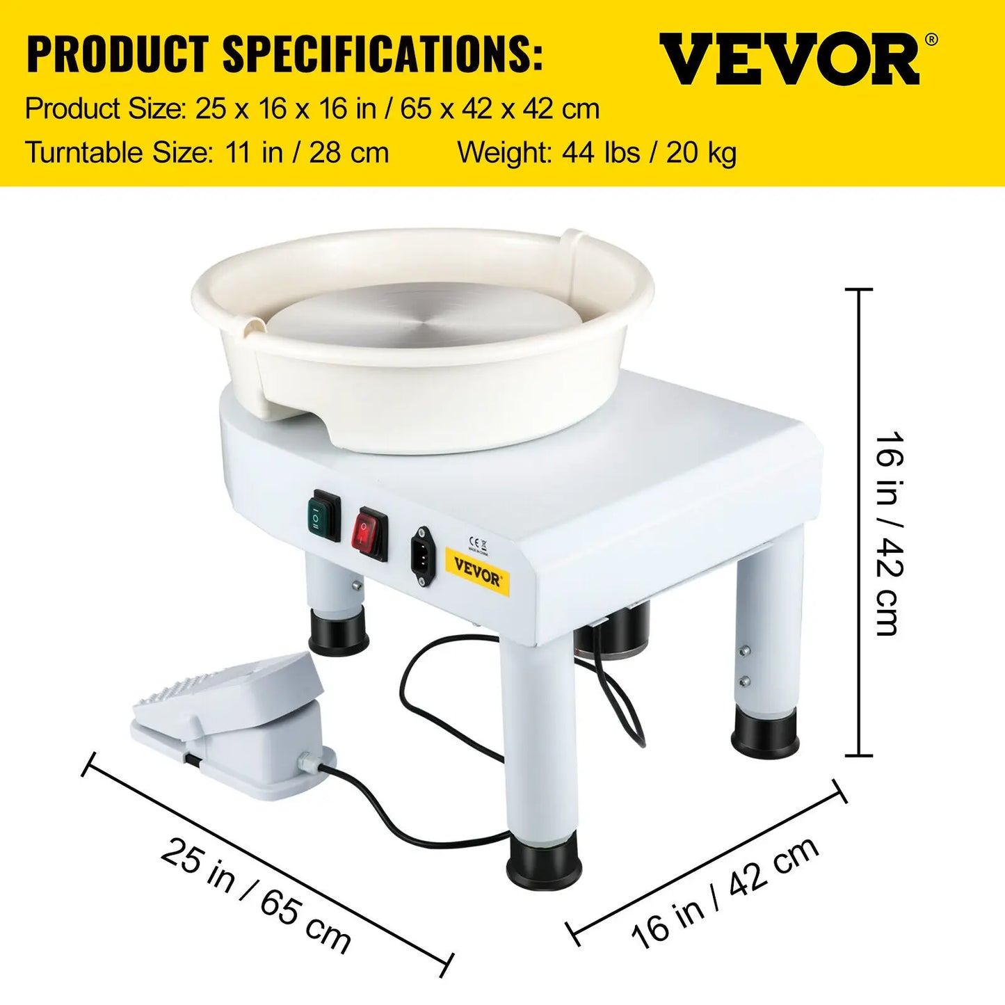 Electric Pottery Wheel Machine 28CM 35CM Foot Pedal W/ Shaping Tools