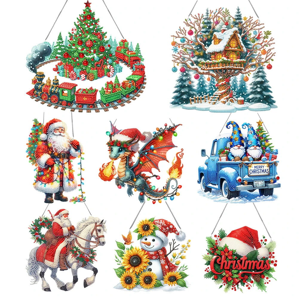 Christmas Acrylic Special Shape Goblin Diamond Painting Pendant Kit