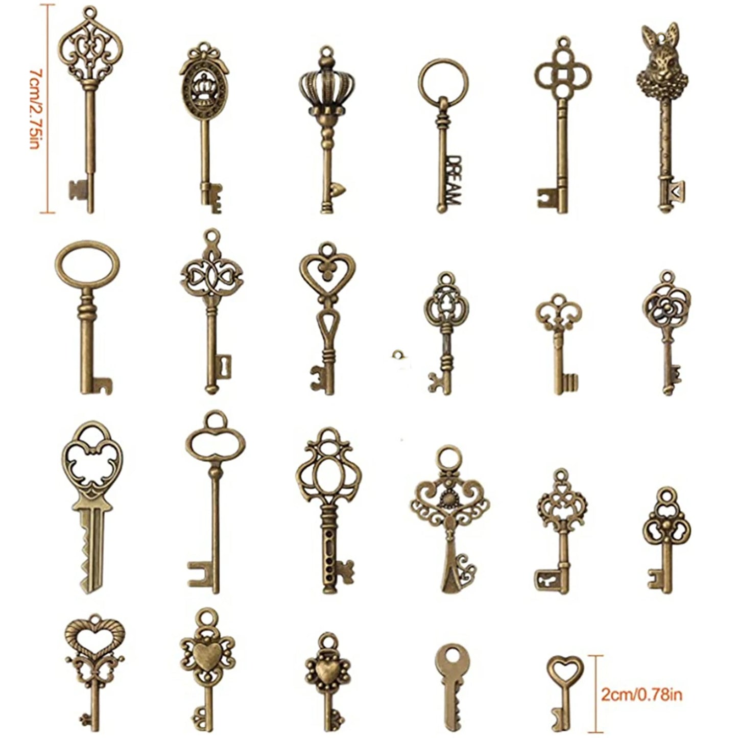 46Pcs/Set Antique Bronze Vintage Skeleton Keys