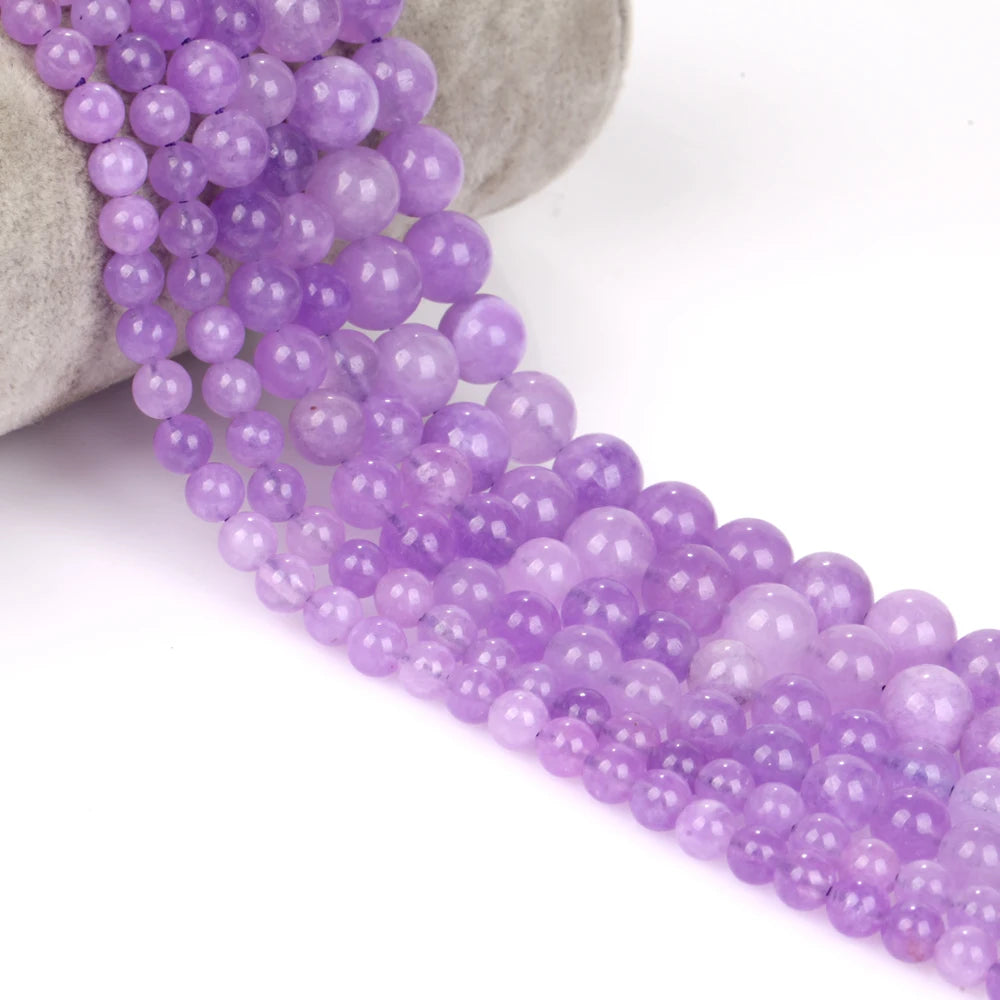 6/8/10mm Natural Purple Angelite Jades Stone Loose Spacer Beads