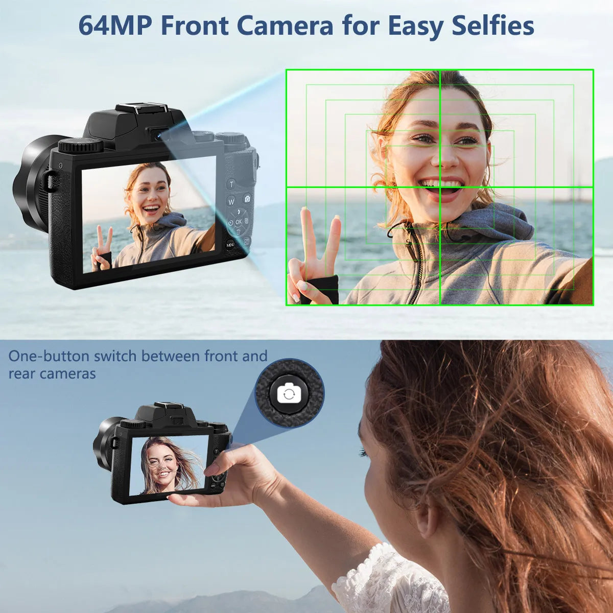 4K Cameras for Photography 64MP WiFi Auto Focus